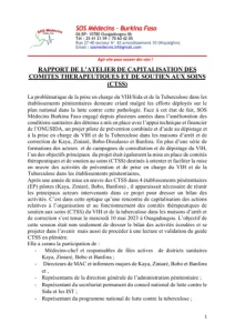 Couverture du rapport : Atelier de capitalisation des comités thérapeutiques et de soutien aux soins (CTSS)